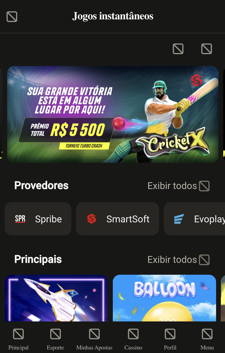 Diversas opções de jogos instantâneos na Parimatch